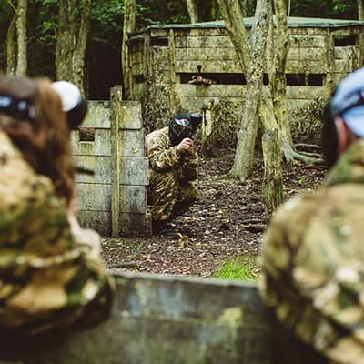 Paintball - aiming at a bunker